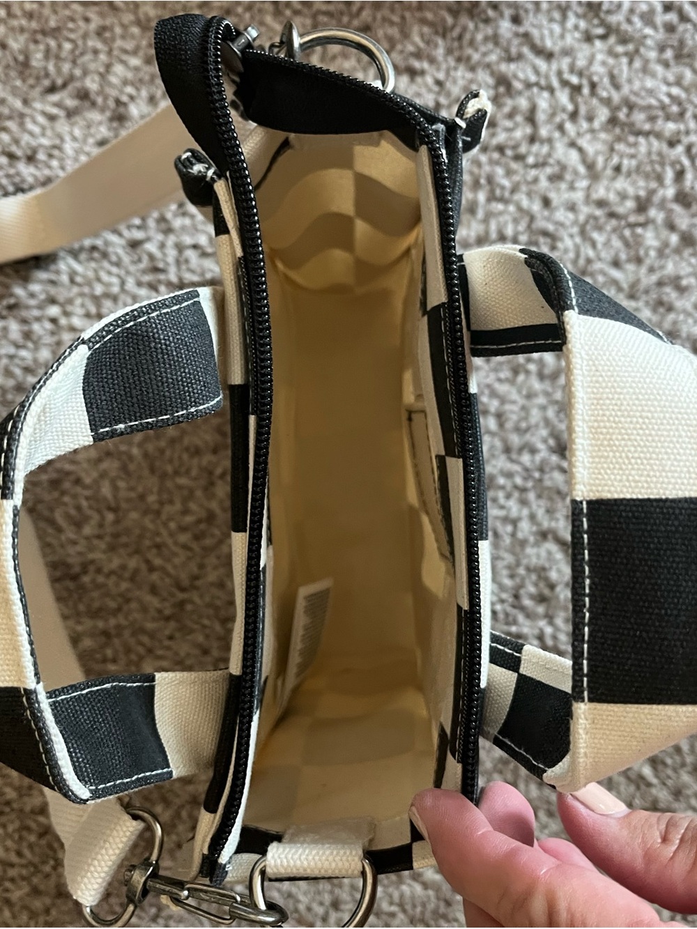 Brand New- Vans Checkerboard Crossbody Tote - Black & Cream - Picture 2 of 2